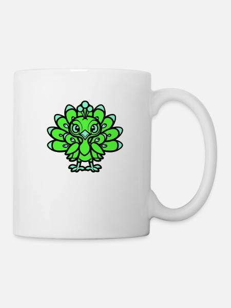 pfau comic tier - Tasse - Weiß