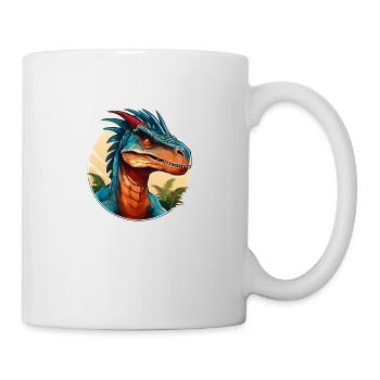 Wild angry dinosaur raptor motivational sport - Mug - white - Right