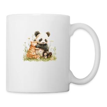 Cute Cat And Panda Friends - Tasse - Weiß - Rechts