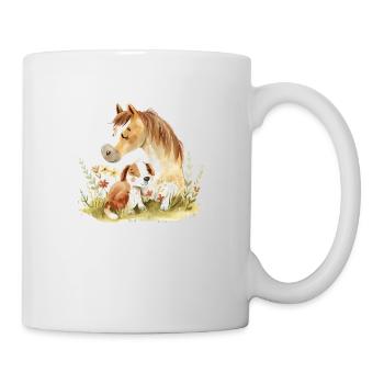 Cute Dog And Horse Friends - Tasse - Weiß - Rechts