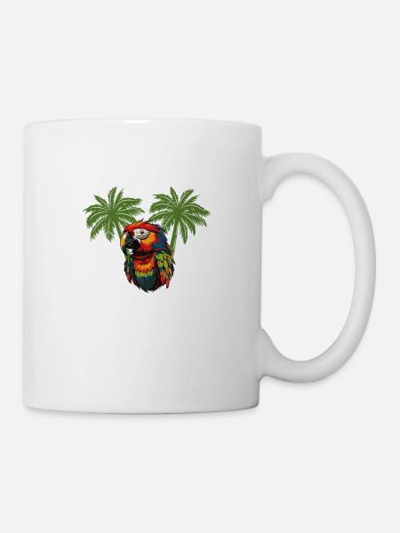 papagei paradise palmen - Tasse - Weiß