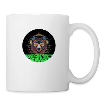 ours rond avec casque techno - Mug blanc - blanc - Droite