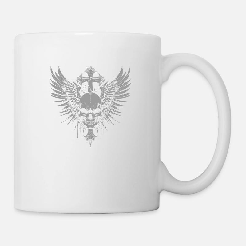 Goth Totenkopf Kreuz Schädel - Tasse - Weiß