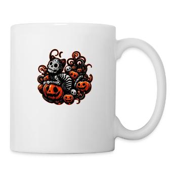 Chat effrayant et citrouilles - Mug blanc - blanc - Droite