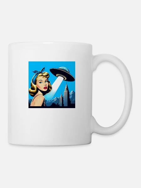 La fille et le vaisseau spatial - Mug blanc - blanc