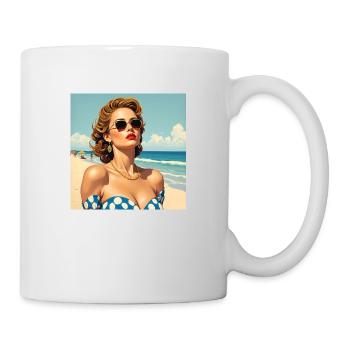 Das Model am Strand - Tasse - Weiß - Rechts