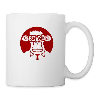 Schlauer Nerd Affe Kopf Hornbrille Geek Gesicht - Tasse - Weiß - Rechts