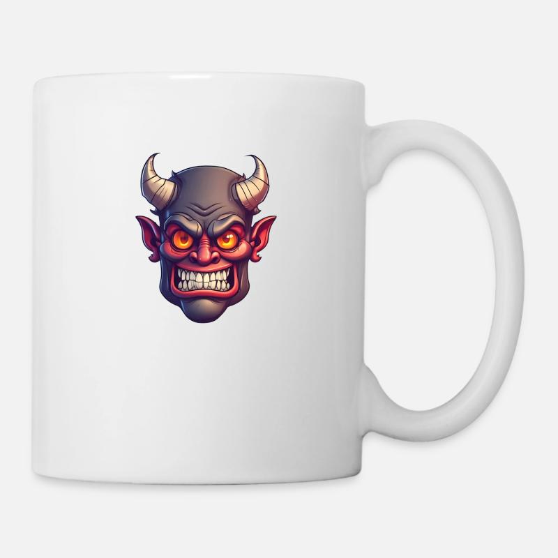 Halloween Dämon Teufel Kopf - Tasse - Weiß