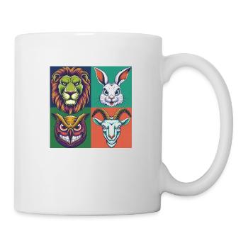 Sourire Animaux Lion Lapin Hibou Chèvre Halloween horreur - Mug blanc - blanc - Droite