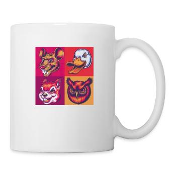 Smile Tiere maus ente eule squirrel Halloween - Tasse - Weiß - Rechts