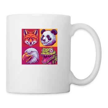 Pop art animals fox panda eagle snake Halloween - Mug - white - Right