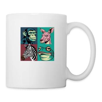 Pop-art Tiere Affe Zebra Frosch Känguru Halloween - Tasse - Weiß - Rechts