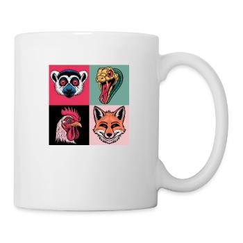 Pop Art Snake Fox Rooster Lemur - Mug - white - Right