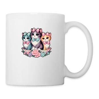 Vintage-Kätzchen mit Schleifen - Tasse - Weiß - Rechts