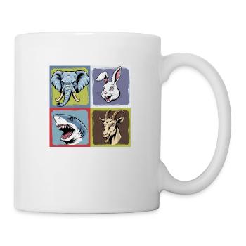 Popart Elefant Hase Hai Ziegenbock Smile Horror - Tasse - Weiß - Rechts