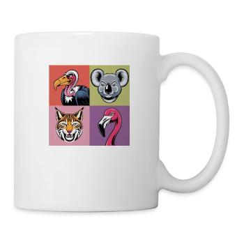 Pop-art Koala Luchs Geier Flamingo bunt Smile - Tasse - Weiß - Rechts