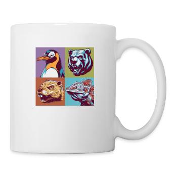 Pop Art Colorful Beaver Penguin Bear Chameleon Colorful - Mug - white - Right