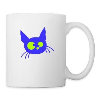 Crazy Cat Squints Funny Eyes Grimace Fun - Mug - white - Right
