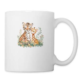 Cute Tiger And Giraffe Friends - Tasse - Weiß - Rechts