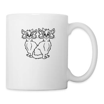 2 Katzen Mädchen Frauen Freundinnen Schleife Team - Tasse - Weiß - Rechts