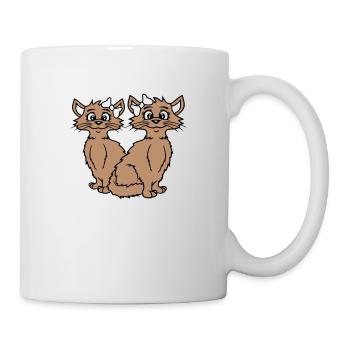 2 Katzen Mädchen Frauen Freundinnen Schleife Team - Tasse - Weiß - Rechts