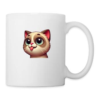 süße Katze mit großen Augen - Tasse - Weiß - Rechts