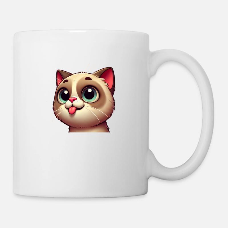 süße Katze mit großen Augen - Tasse - Weiß