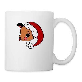 Mignon renne vintage avec chapeau de Père Noël - Mug blanc - blanc - Droite
