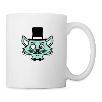 Sir Cat Gentleman Chapeau haut de forme Monocle Rich Gentleman - Mug blanc - blanc - Droite