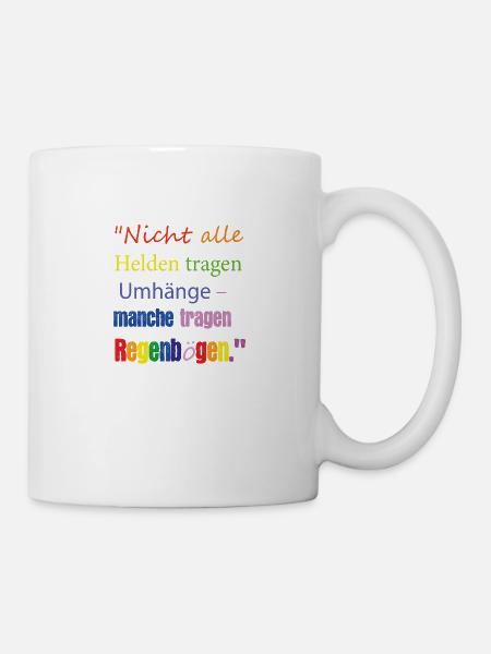 Regenbogen Umhang - Tasse - Weiß