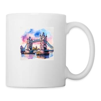 Tower Bridge Watercolour Art - Vibrant London Land - Mug - white - Right