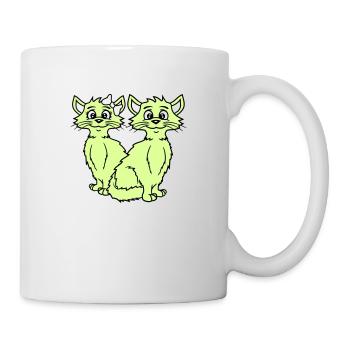 Zwei Katzen Paar 2 Romantisches verliebtes Pärchen - Tasse - Weiß - Rechts