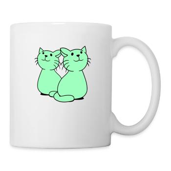 Deux chats heureux 2 amis Couple Équipe Couple - Mug blanc - blanc - Droite