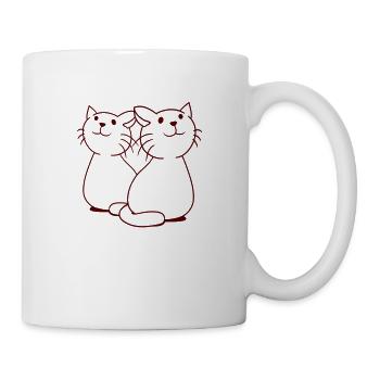 Deux chats heureux 2 amis Couple Équipe Couple - Mug blanc - blanc - Droite