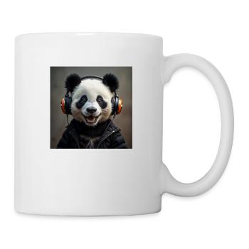 Smiling Panda listening to music - Mug - white - Right