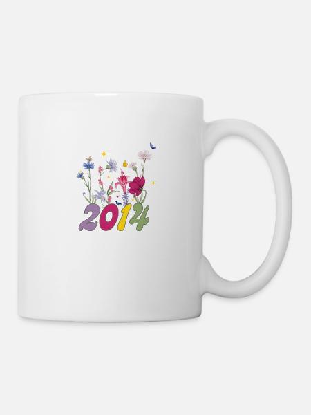 Geburtsjahr 2014 Wildblumen - Tasse - Weiß