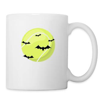 Tennisball mit Fledermäusen - Halloween - Tasse - Weiß - Rechts