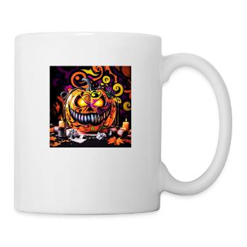 spooky Halloween pumpkin smiling - Mug - white - Right