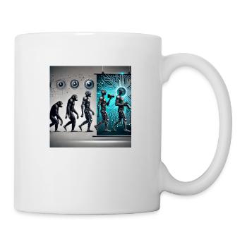 Evolution des Fotografen: Vom Affen zum KI-Fotografen - Tasse - Weiß - Rechts