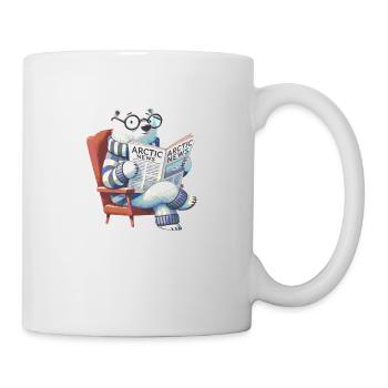 Eisbär liest Zeitung - Tasse - Weiß - Rechts