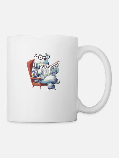 Eisbär liest Zeitung - Tasse - Weiß