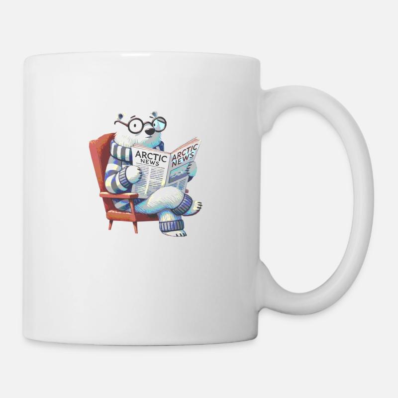Eisbär liest Zeitung - Tasse - Weiß
