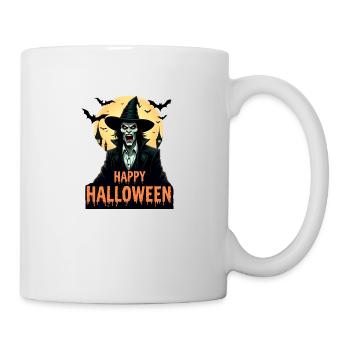 Halloween Horror Hexe mit roten Augen - Tasse - Weiß - Rechts