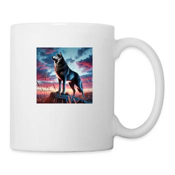 Coucher de soleil loup - Mug blanc - blanc - Droite