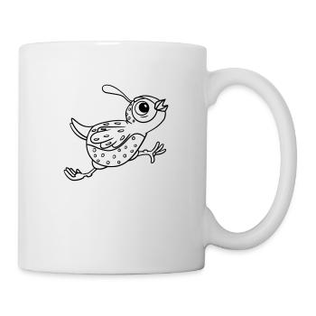 Die kleine Wachtel, Ausmalspaß für Kinderkleidung - Tasse - Weiß - Rechts