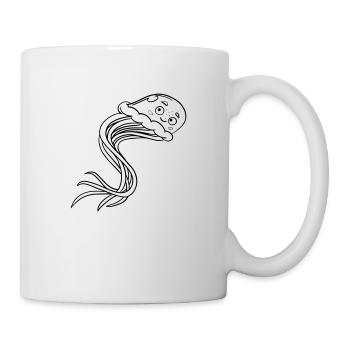 Süße Qualli, Ausmalbild für Kinderbekleidung - Tasse - Weiß - Rechts