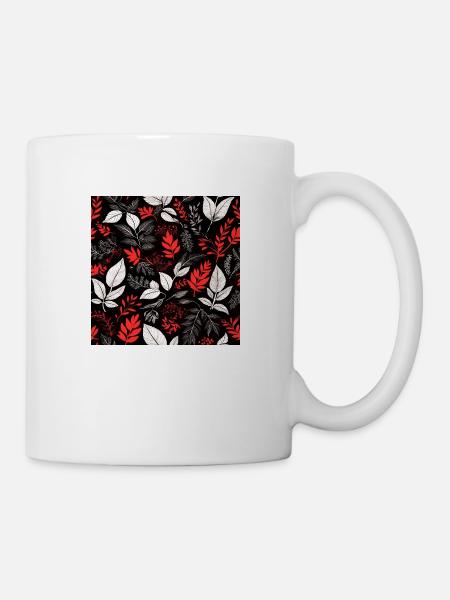 motif de feuillage rouge - Mug blanc - blanc
