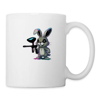 Un lapin KO joue au paintball sale - Mug blanc - blanc - Droite