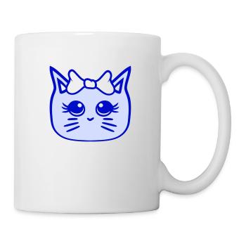 Süße Mädchen Katze Hübsche Schleife Frau Weiblich - Tasse - Weiß - Rechts