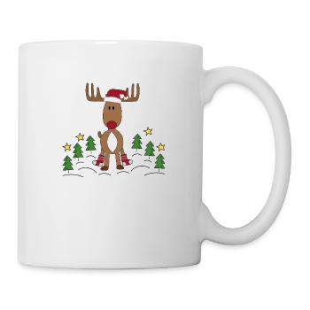 kleiner Elch zu Weihnachten - Tasse - Weiß - Rechts
